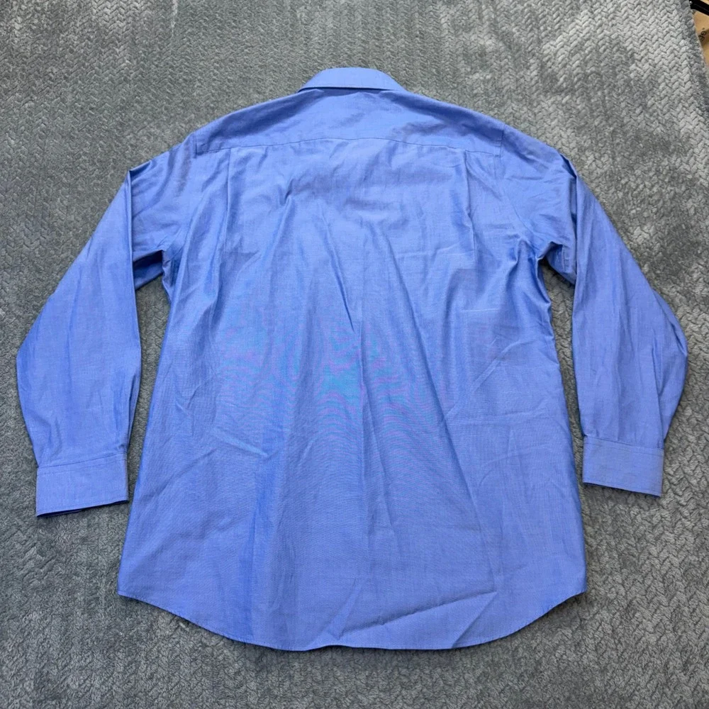 Buttoned Down Dress Shirt Mens 16.5 34 Tailored Fit Blue Cotton Solid LS